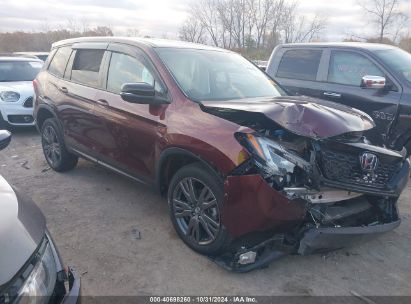 2021 HONDA PASSPORT AWD EX-L Burgundy  Gasoline 5FNYF8H53MB014868 photo #1