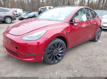 2024 TESLA MODEL Y PERFORMANCE DUAL MOTOR ALL-WHEEL DRIVE Red  Electric 7SAYGDEF3RA321483 photo #3