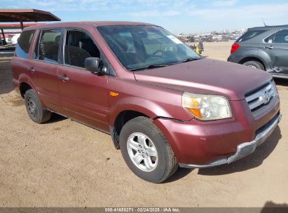 2007 HONDA PILOT LX Burgundy  Gasoline 5FNYF281X7B036803 photo #1