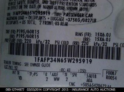 2005 FORD FOCUS ZX4 for Auction - IAA