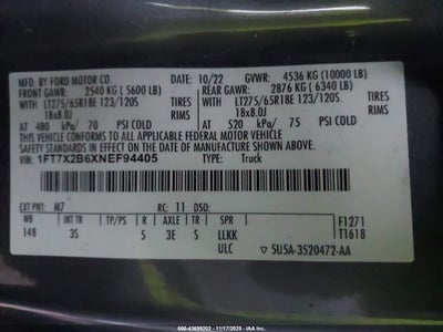 2022 FORD F-250 XLT for Auction - IAA