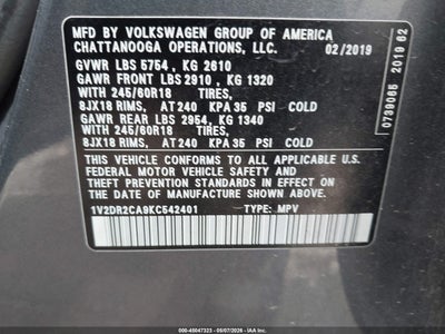 2019 VOLKSWAGEN ATLAS 9