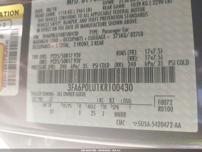 2019 FORD FUSION HYBRID 9