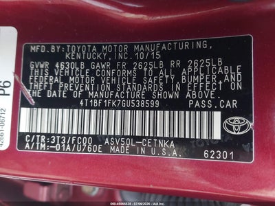 2016 TOYOTA CAMRY 9