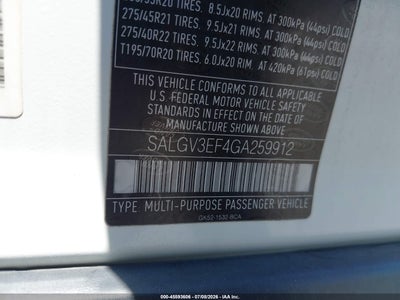 2016 LAND ROVER RANGE ROVER 9