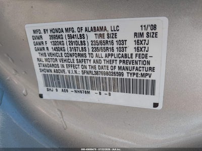 2009 HONDA ODYSSEY EX-L
