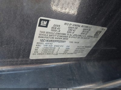 CHEVROLET SILVERADO 2500HD BUILT AFTER AUG 14