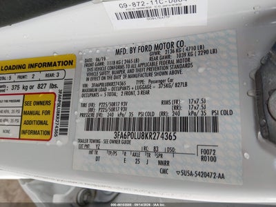 2019 FORD FUSION HYBRID 9