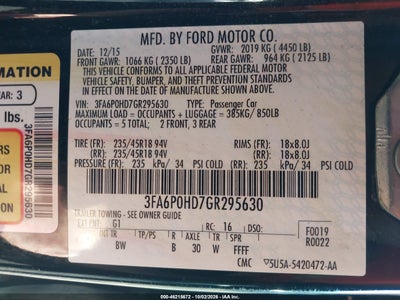 2016 FORD FUSION 9