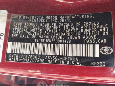 2015 TOYOTA CAMRY 9