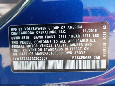 2016 VOLKSWAGEN PASSAT 9