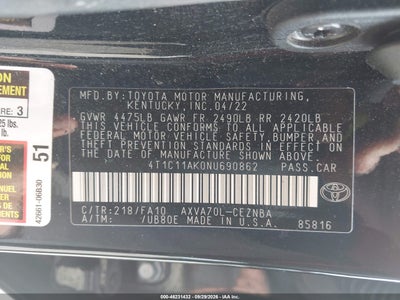 2022 TOYOTA CAMRY 9