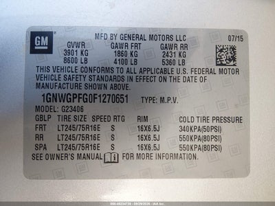 2015 CHEVROLET EXPRESS 2500 9