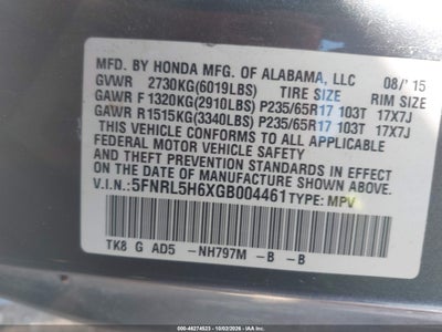 2016 HONDA ODYSSEY 9