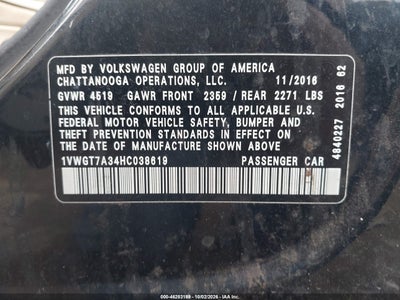 2017 VOLKSWAGEN PASSAT 9