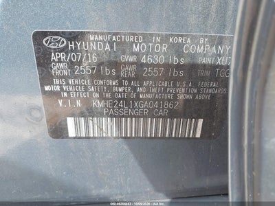 2016 HYUNDAI SONATA HYBRID 9