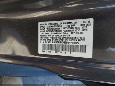 2016 HONDA ODYSSEY 9