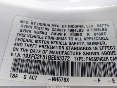 2016 HONDA CIVIC 9