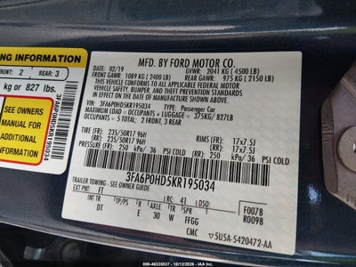 2019 FORD FUSION 9