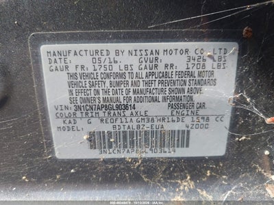 2016 NISSAN VERSA 9