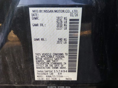 2016 NISSAN ALTIMA 9