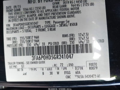 2016 FORD FUSION 9
