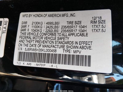 2019 HONDA CR-V 9