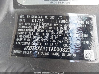 Vehicle Details - Stock #: 12697772 - 2026 KAWASAKI NINJA ZX 10R | IAA