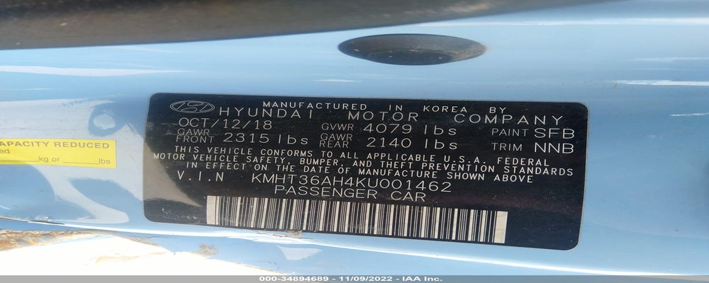 KMHT36AH4KU001462 2019 HYUNDAI VELOSTER photo no. 9