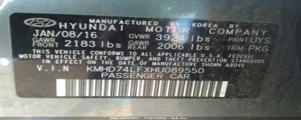 KMHD74LFXHU089550 2017 HYUNDAI ELANTRA photo no. 9