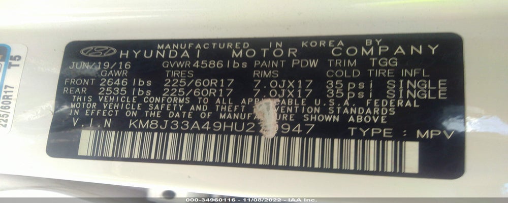 KM8J33A49HU279947 2017 HYUNDAI TUCSON photo no. 9