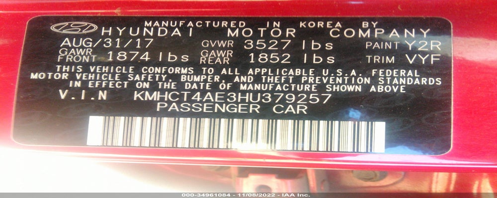 KMHCT4AE3HU379257 2017 HYUNDAI ACCENT photo no. 9