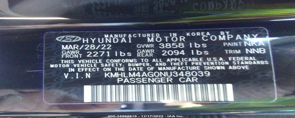 KMHLM4AG0NU348039 2022 HYUNDAI ELANTRA photo no. 9