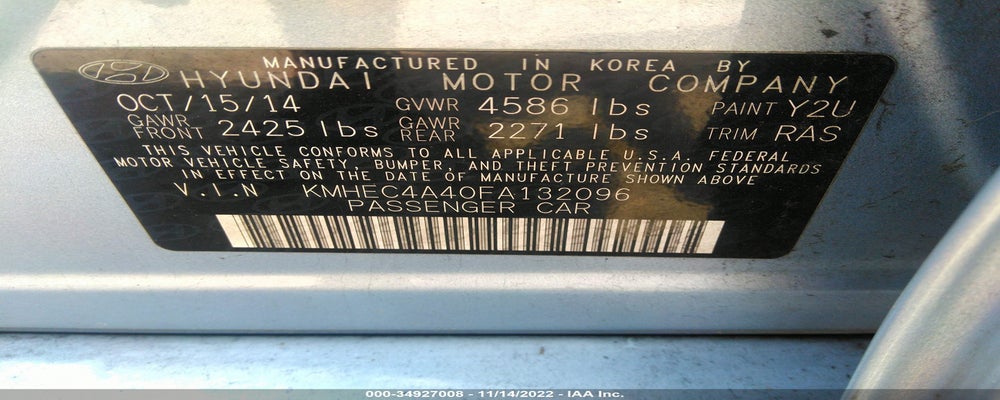 KMHEC4A40FA132096 2015 HYUNDAI SONATA photo no. 9