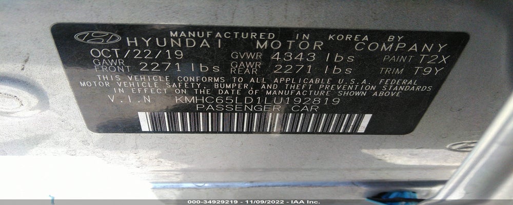 KMHC65LD1LU192819 2020 HYUNDAI IONIQ photo no. 9