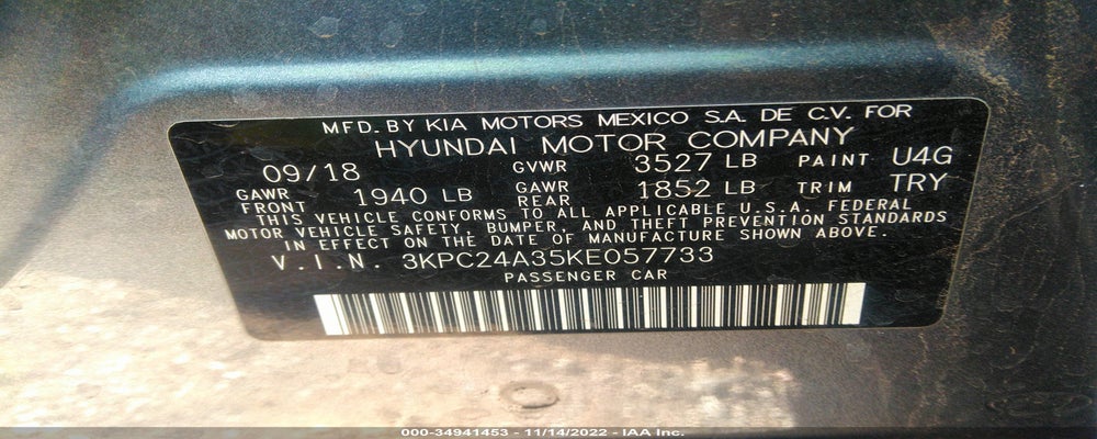 3KPC24A35KE057733 2019 HYUNDAI ACCENT photo no. 9