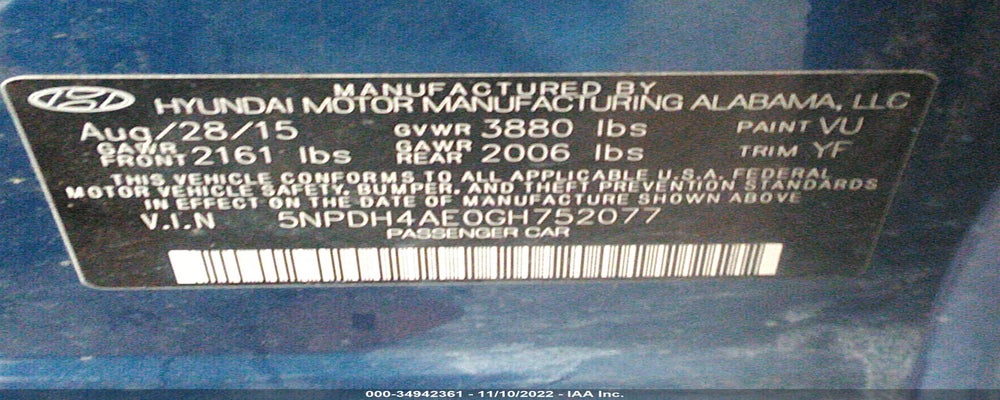 5NPDH4AE0GH752077 2016 HYUNDAI ELANTRA photo no. 9