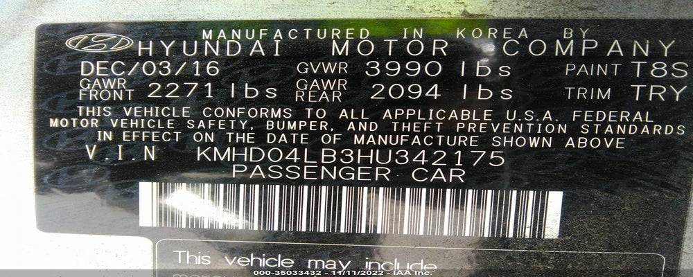 KMHD04LB3HU342175 2017 HYUNDAI ELANTRA photo no. 9
