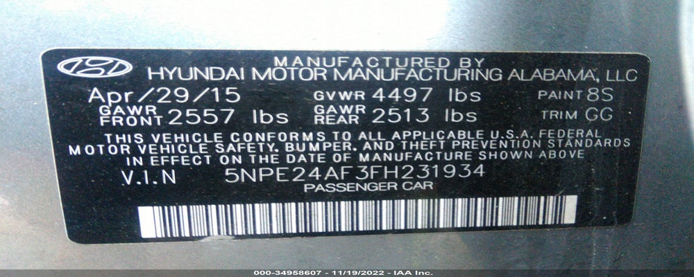 5NPE24AF3FH231934 2015 HYUNDAI SONATA photo no. 9