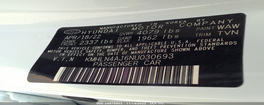 KMHLN4AJ6NU030693 2022 HYUNDAI ELANTRA HYBRID photo no. 9
