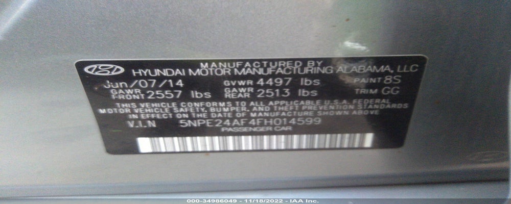 5NPE24AF4FH014599 2015 HYUNDAI SONATA photo no. 9