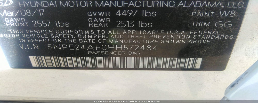 5NPE24AF0HH572484 2017 HYUNDAI SONATA photo no. 9
