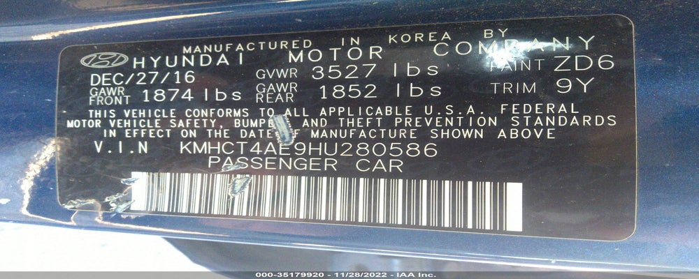 KMHCT4AE9HU280586 2017 HYUNDAI ACCENT photo no. 9