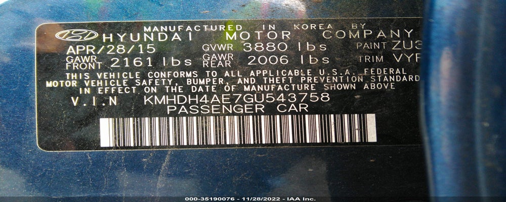 KMHDH4AE7GU543758 2016 HYUNDAI ELANTRA photo no. 9
