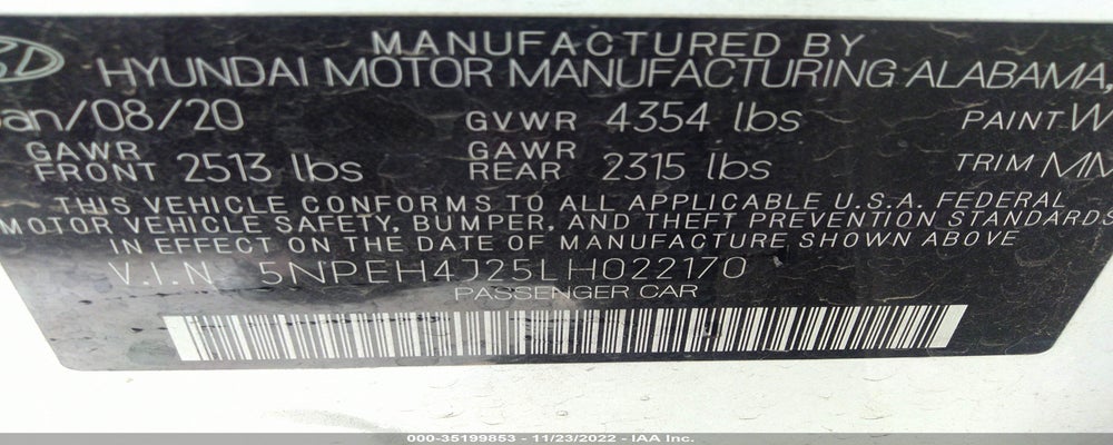 5NPEH4J25LH022170 2020 HYUNDAI SONATA photo no. 9