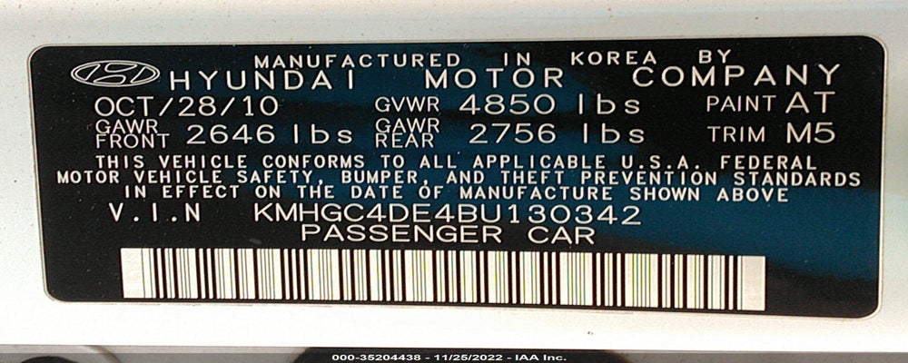 KMHGC4DE4BU130342 2011 HYUNDAI GENESIS photo no. 9