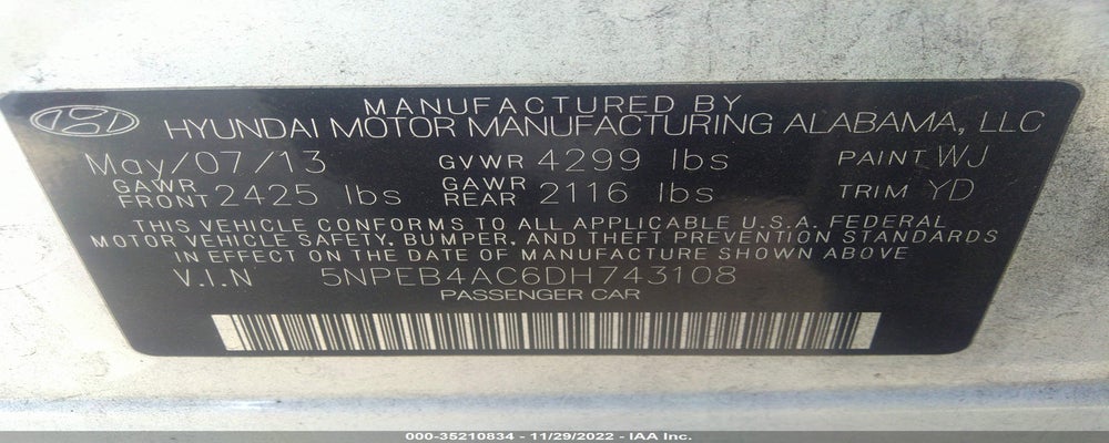 5NPEB4AC6DH743108 2013 HYUNDAI SONATA photo no. 9