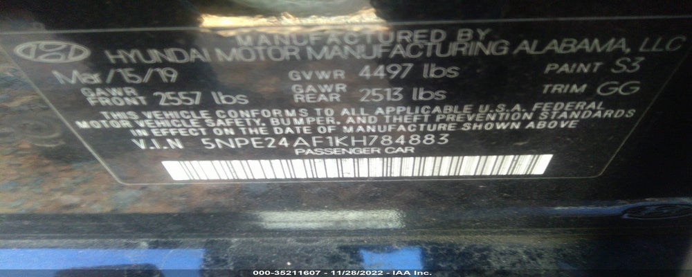 5NPE24AF1KH784883 2019 HYUNDAI SONATA photo no. 9