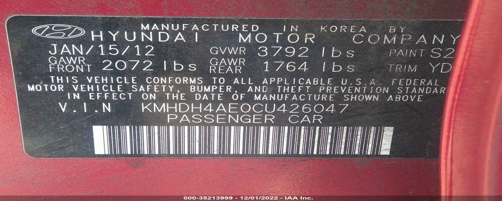KMHDH4AE0CU426047 2012 HYUNDAI ELANTRA photo no. 9