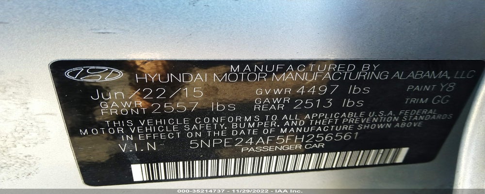 5NPE24AF5FH256561 2015 HYUNDAI SONATA photo no. 9